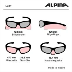 Alpina Luzy Kinder-Sonnenbrille - White Gloss -Helm Geschäft Alpina Luzy Sonnenbrille zz Abmessungen 2
