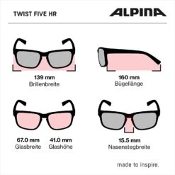Alpina Twist Five HR V Sportbrille - Black Mat-black -Helm Geschäft Alpina Twist Five HR V Variomatic selbsttoenend inklination zz Abmessungen