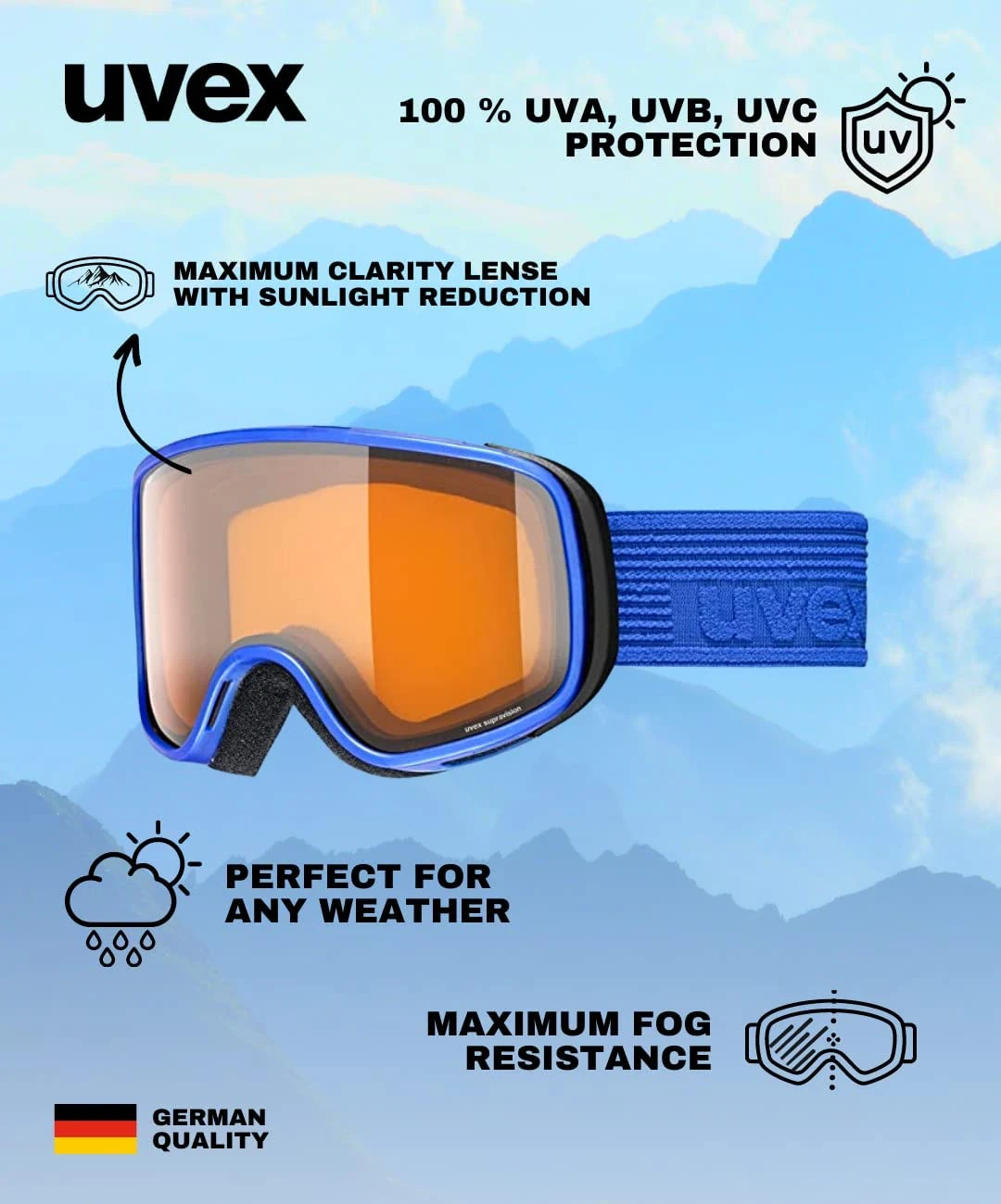 Uvex Scribble LG Skibrille - Cobalt/LaserGold-Clear 4 Uvex Scribble LG Skibrille - Cobalt/LaserGold-Clear – Bild 2